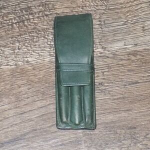 Cross Pen Set 3 Piece Rollerball Fountain Pens Green Leather Case Good Condition